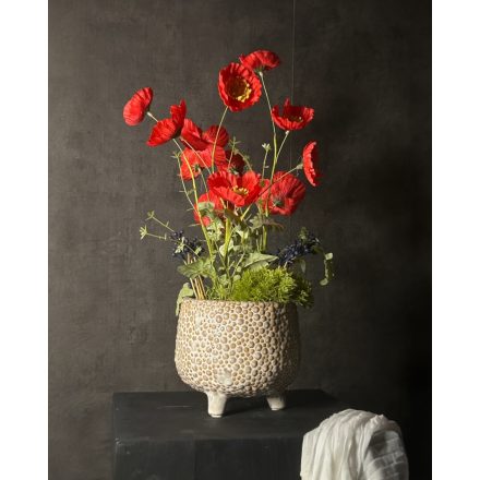 Piros pipacs virágkompozíció kerámia tál