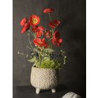 Piros pipacs virágkompozíció kerámia tál