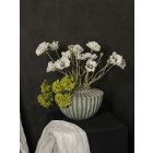 Fehér pipacs virágkompozíció türkiz váza