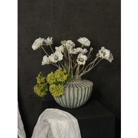 Fehér pipacs virágkompozíció türkiz váza