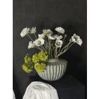 Fehér pipacs virágkompozíció türkiz váza