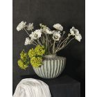 Fehér pipacs virágkompozíció türkiz váza