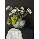 Fehér pipacs virágkompozíció türkiz váza