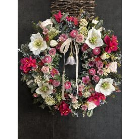 Fehér hunyor kerámia függővel ajtókopogtató