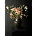 Barack bazsarózsa virágkompozíció barna váza