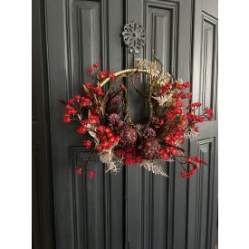 Piros virágok fém gyűrű 