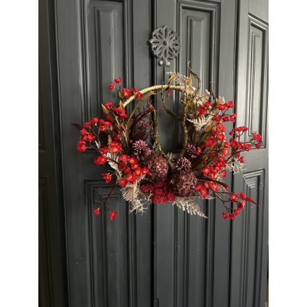 Piros virágok fém gyűrű 