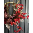 Piros virágok fém gyűrű 