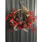 Piros virágok fém gyűrű 