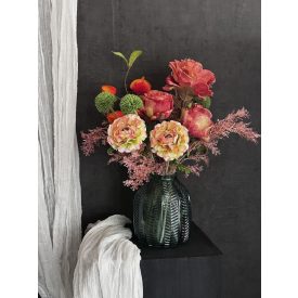 Rózsák virágkompozíció zöld váza