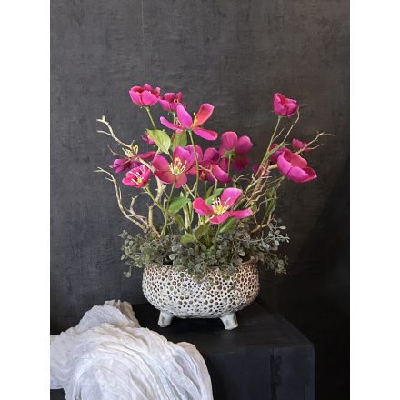 Magenta cosmea virágkompozíció kerámia tál