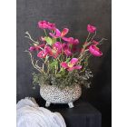 Magenta cosmea virágkompozíció kerámia tál