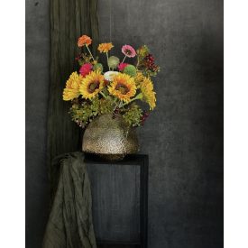 Napraforgó virágkompozíció arany váza