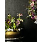  Hunyor virágkompozíció madárkás bronz tál