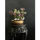  Hunyor virágkompozíció madárkás bronz tál