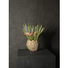 Fürtös gyöngyike virágkompozíció barna kaspó