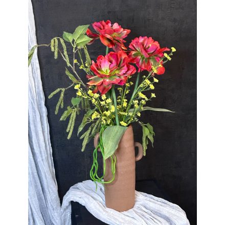 Tulipán  virágkompozíció barna váza