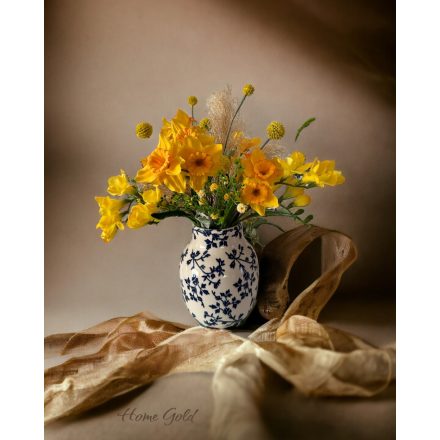 Csupa sárga virág kék vázában