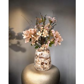 Kasmír  virágkompozíció  fém váza