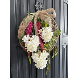 Hortenzia fűzfa juta-fém ajtókopogtató