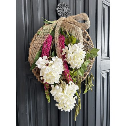 Hortenzia fűzfa juta-fém ajtókopogtató