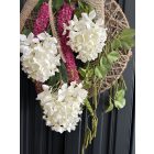 Hortenzia fűzfa juta-fém ajtókopogtató